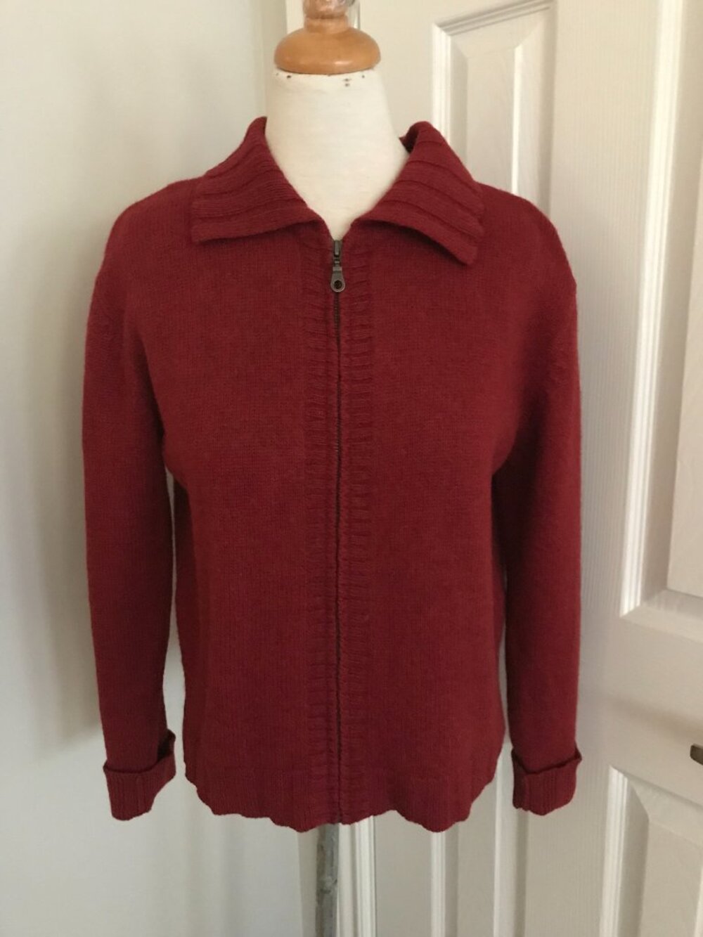 Woman Red 100% Wool Cardigan Sweater by JACOB Size S